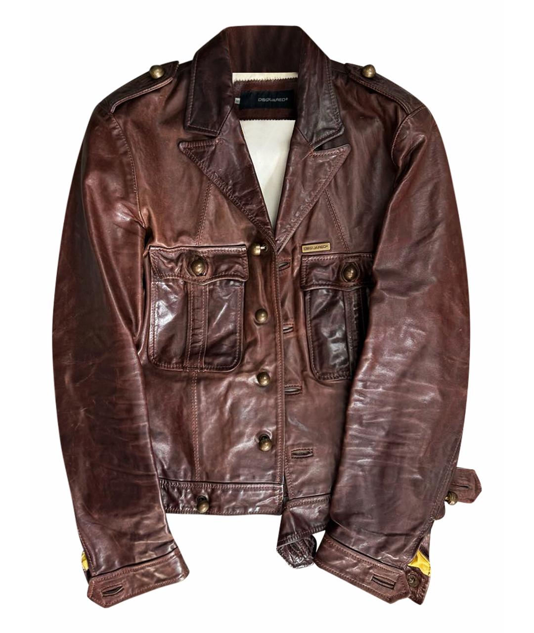 DSQUARED2 Коричневая кожаная куртка, фото 1