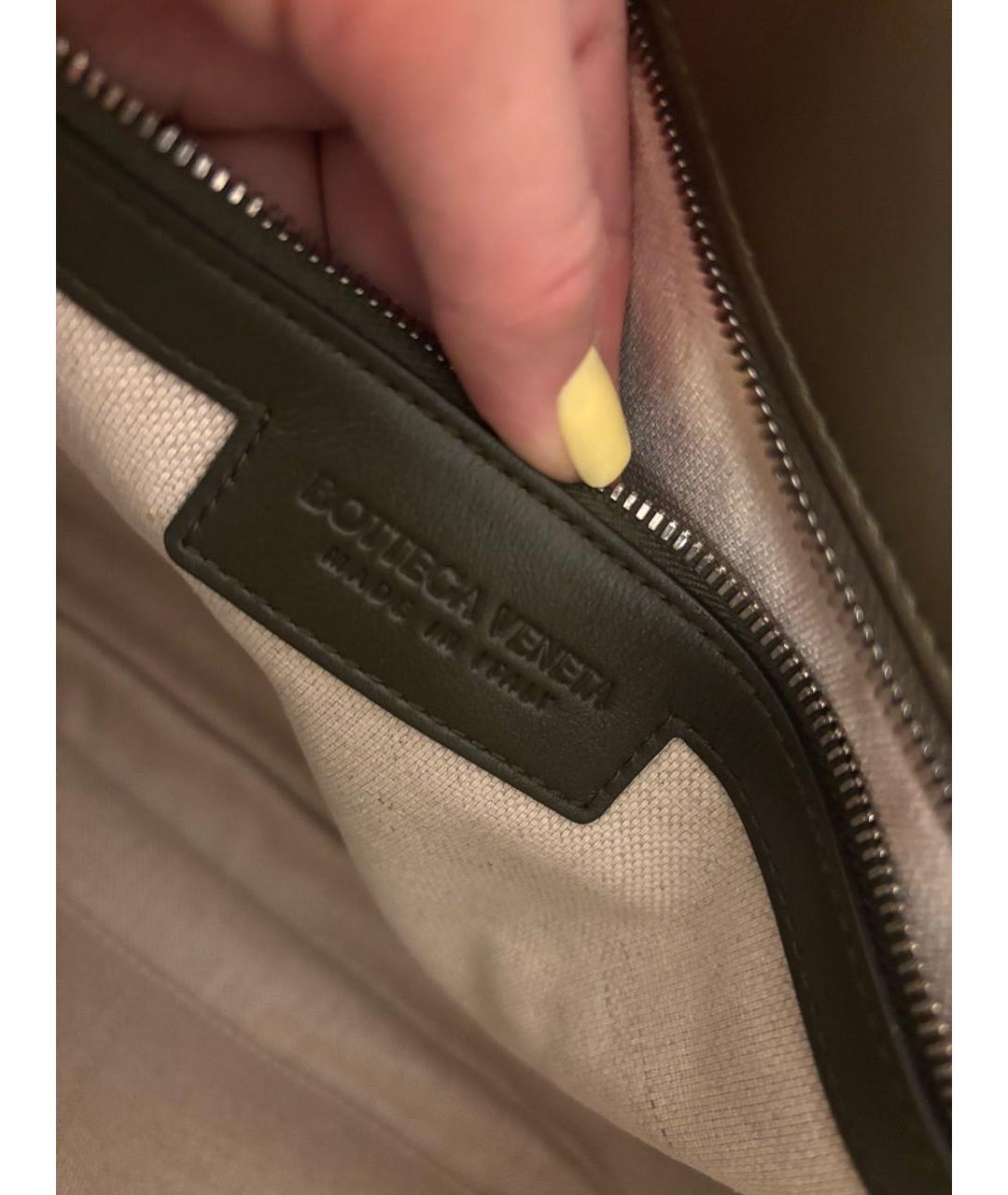 BOTTEGA VENETA Хаки кожаная сумка на плечо, фото 4