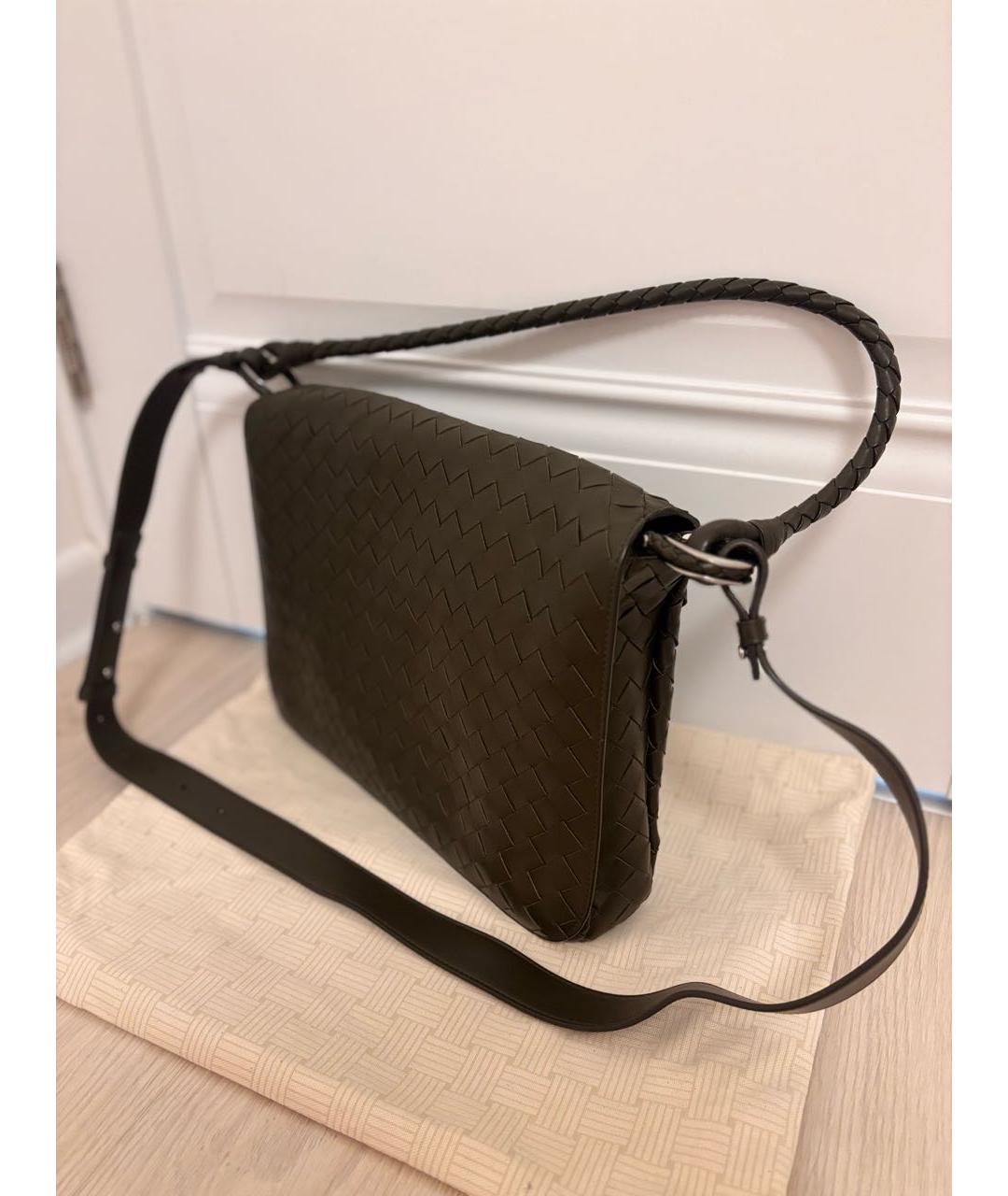 BOTTEGA VENETA Хаки кожаная сумка на плечо, фото 2