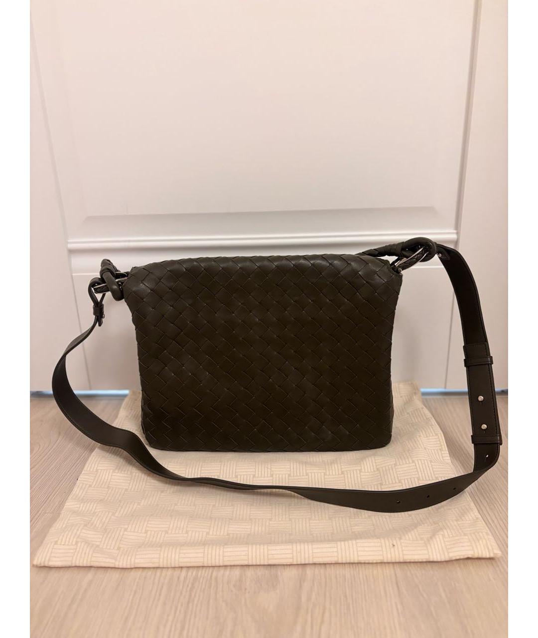 BOTTEGA VENETA Хаки кожаная сумка на плечо, фото 3