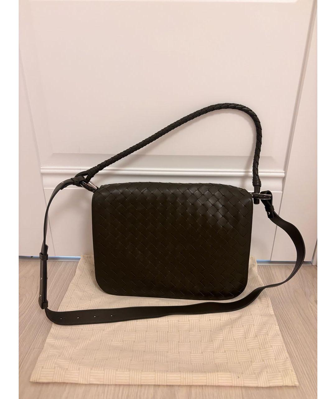 BOTTEGA VENETA Хаки кожаная сумка на плечо, фото 5