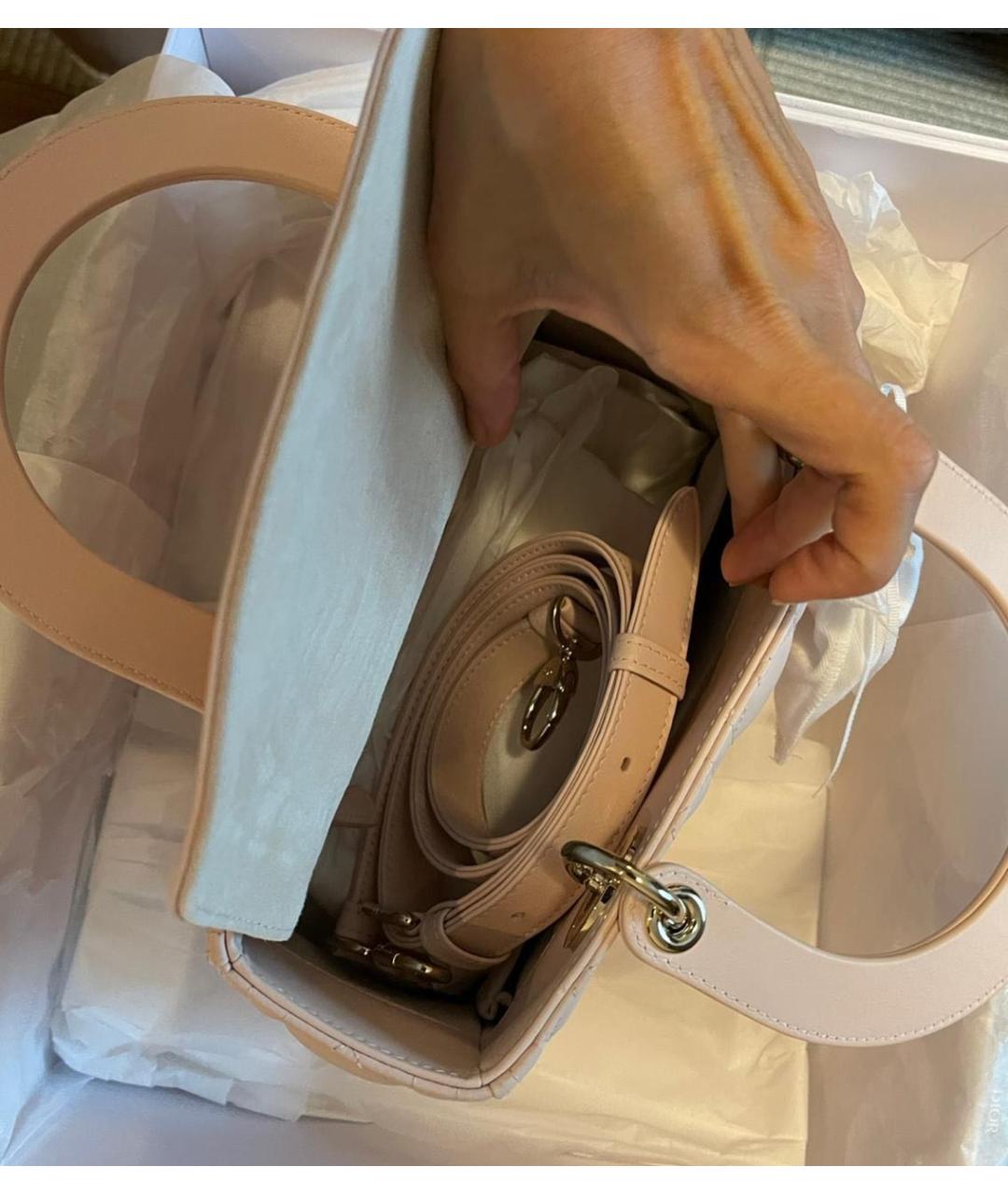 CHRISTIAN DIOR Розовая кожаная сумка с короткими ручками, фото 4