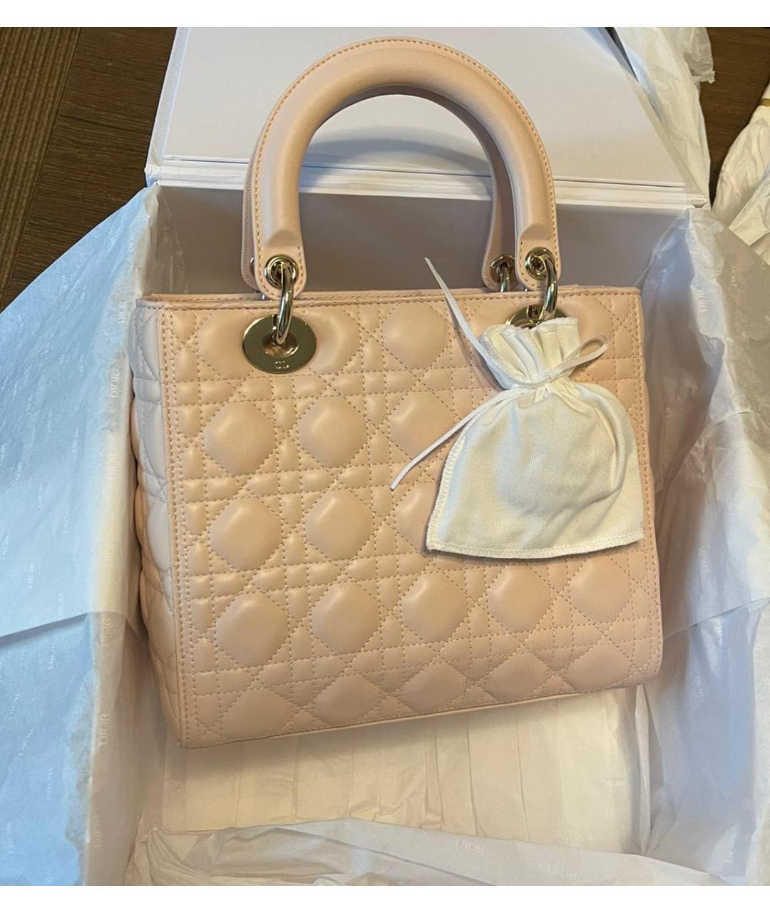 CHRISTIAN DIOR Розовая кожаная сумка с короткими ручками, фото 6