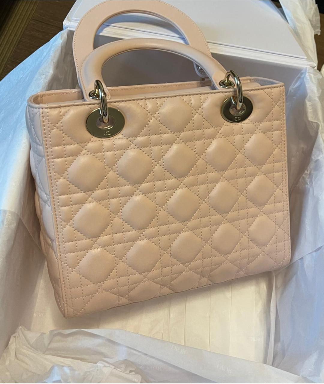 CHRISTIAN DIOR Розовая кожаная сумка с короткими ручками, фото 3