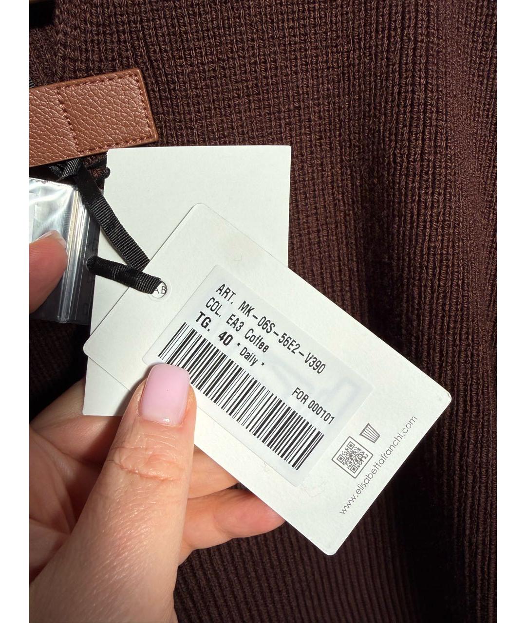 ELISABETTA FRANCHI Коричневый шерстяной джемпер / свитер, фото 4