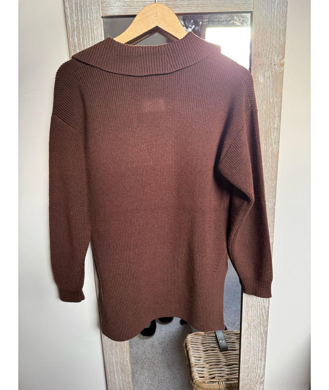 ELISABETTA FRANCHI Коричневый шерстяной джемпер / свитер, фото 3