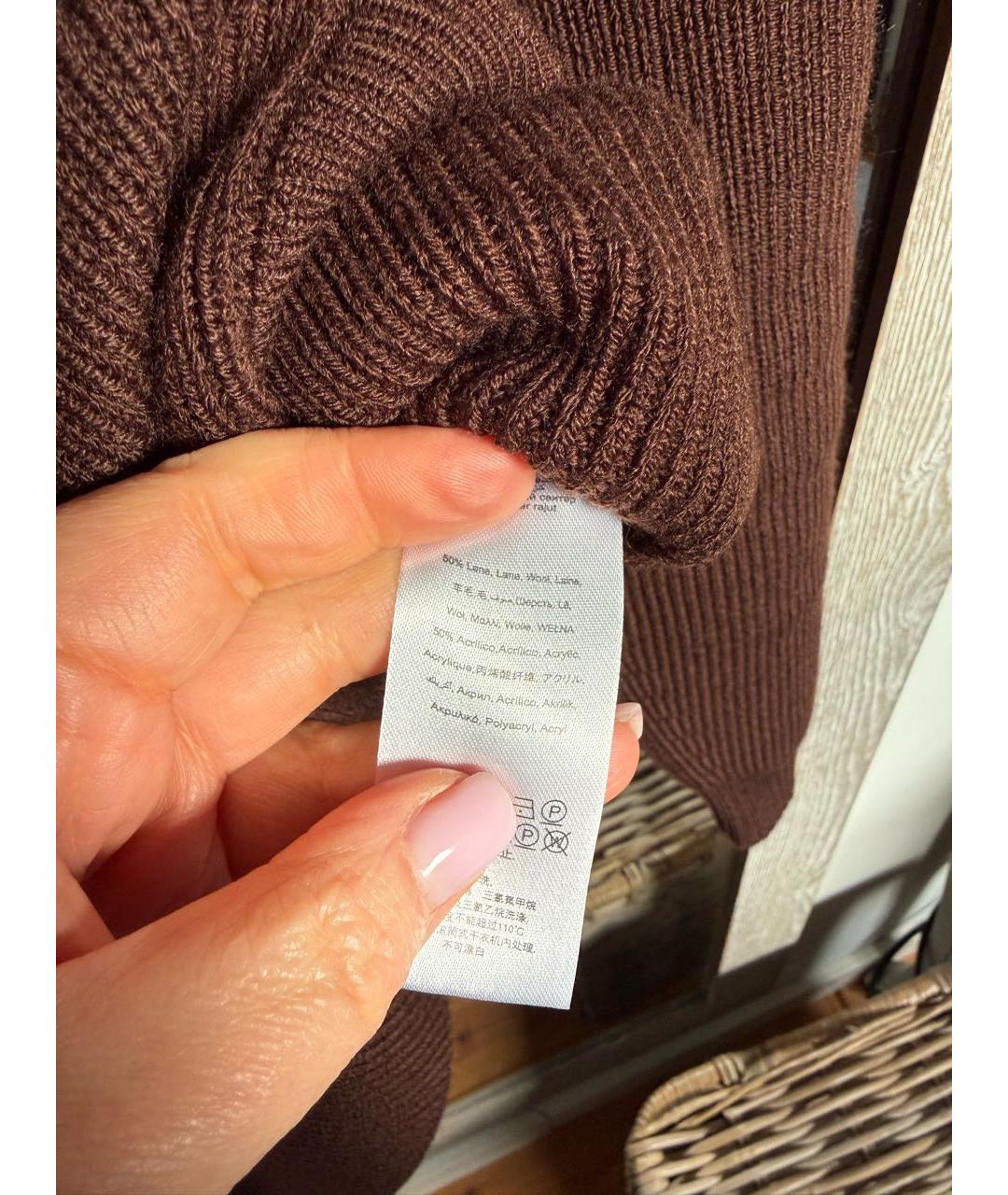 ELISABETTA FRANCHI Коричневый шерстяной джемпер / свитер, фото 6