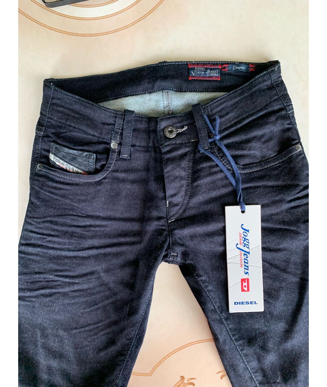 DIESEL Темно-синие хлопко-эластановые джинсы слим, фото 2