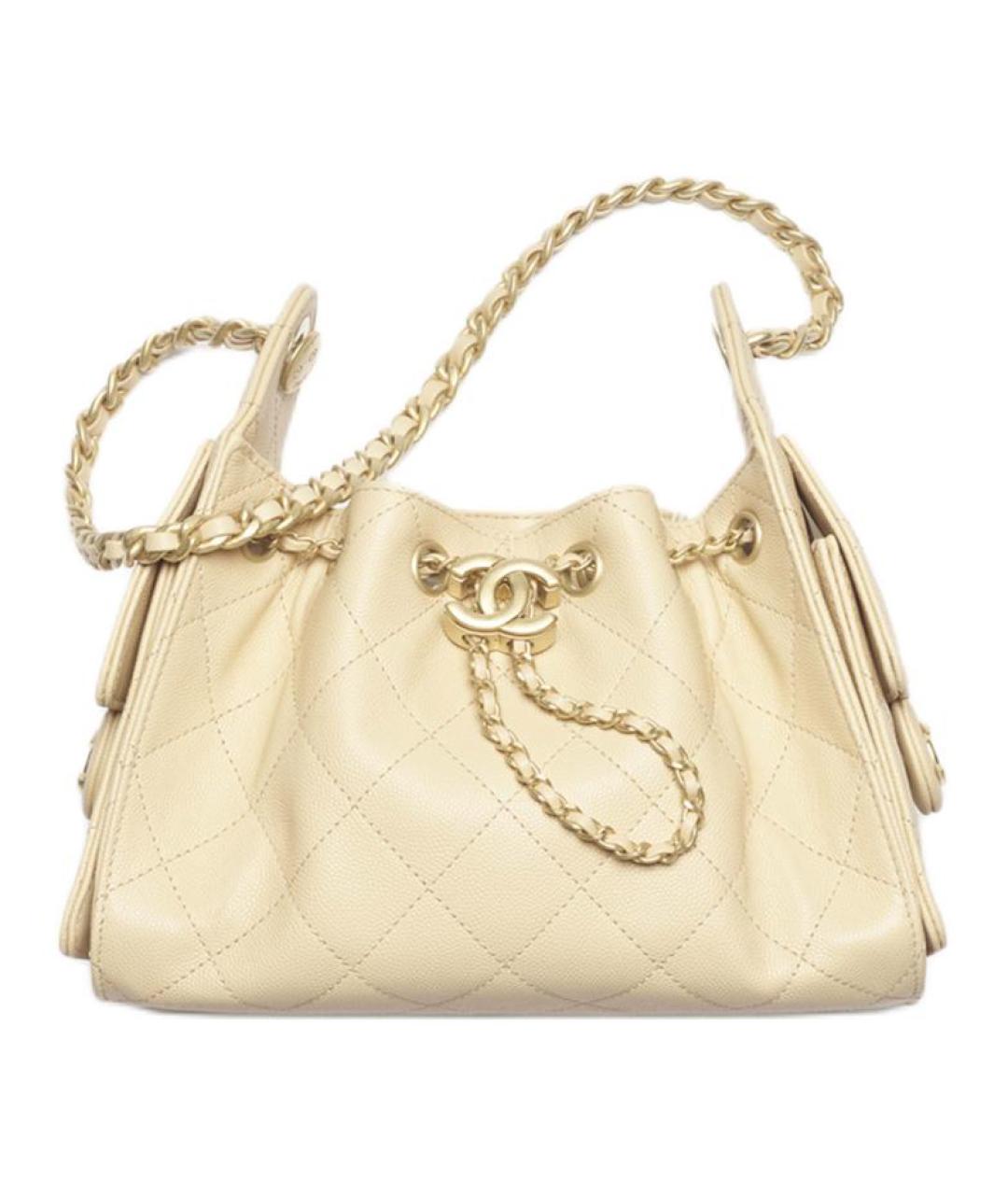 CHANEL Бежевая кожаная сумка через плечо, фото 1