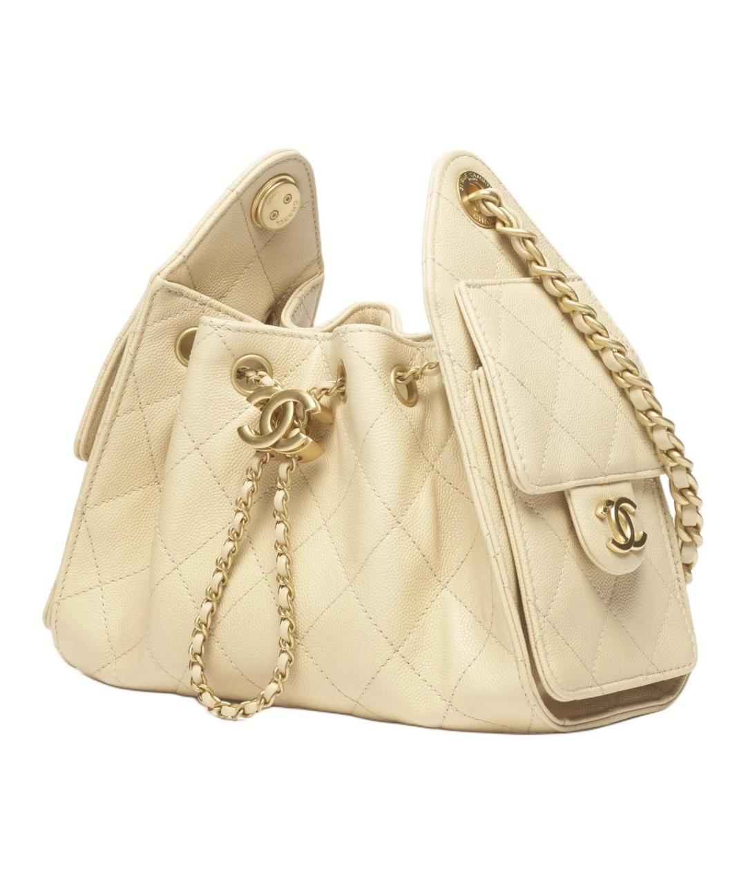 CHANEL Бежевая кожаная сумка через плечо, фото 2