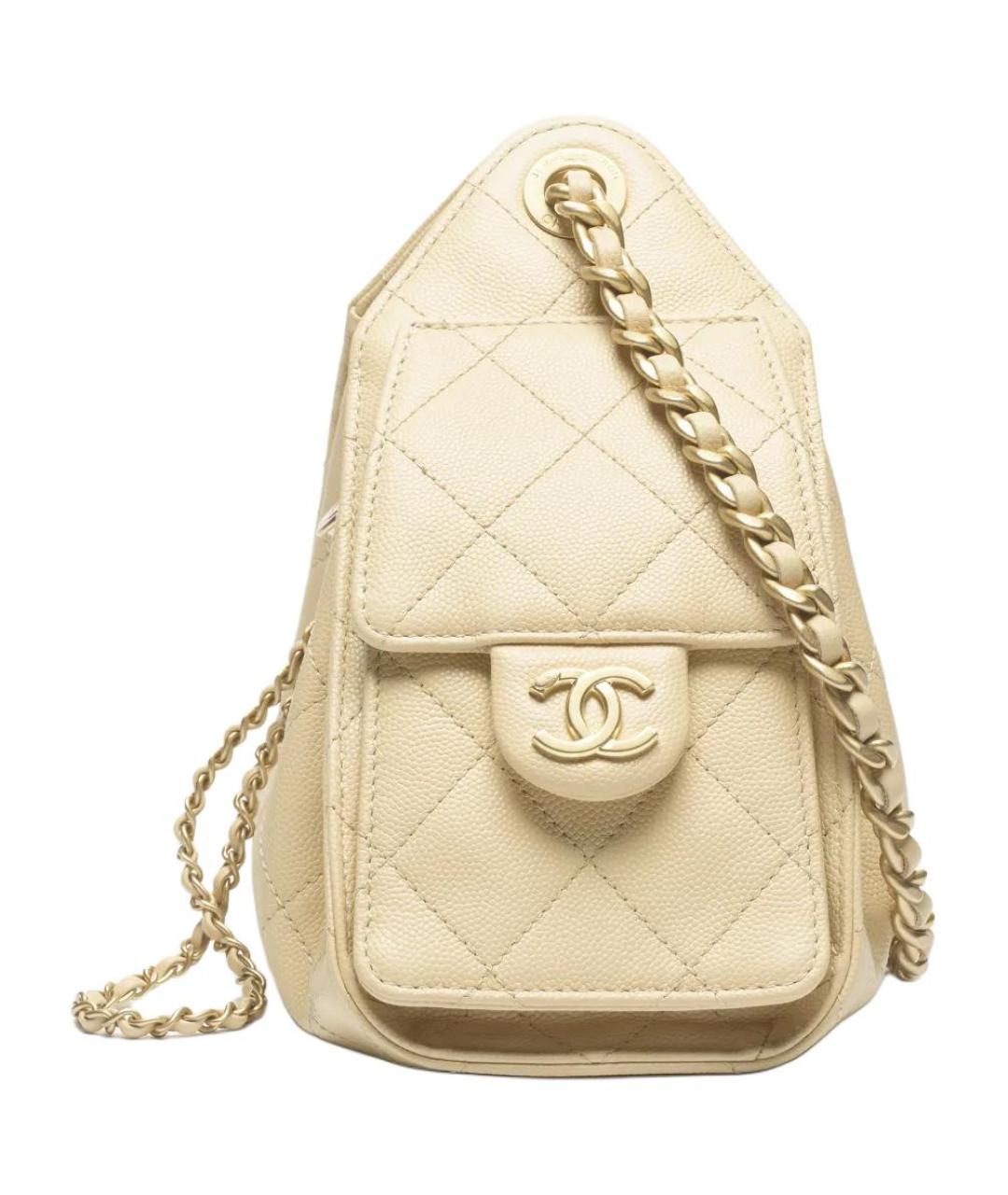 CHANEL Бежевая кожаная сумка через плечо, фото 3