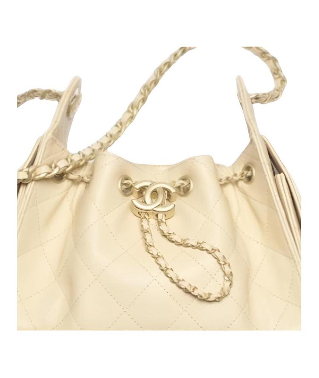 CHANEL Бежевая кожаная сумка через плечо, фото 5