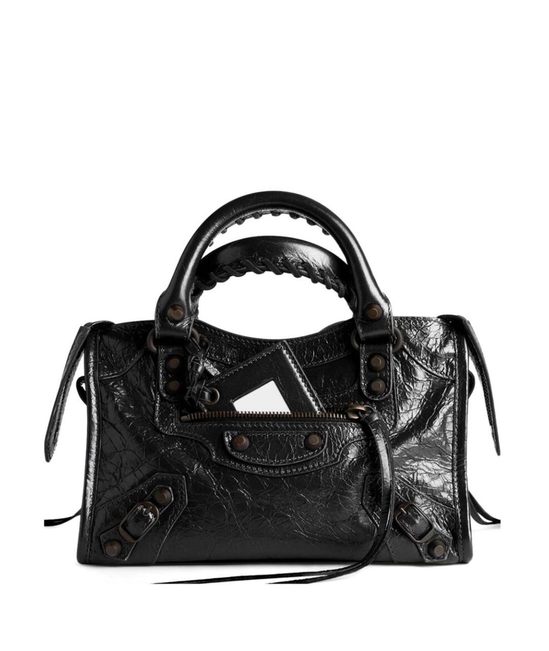 BALENCIAGA Черная кожаная сумка тоут, фото 1