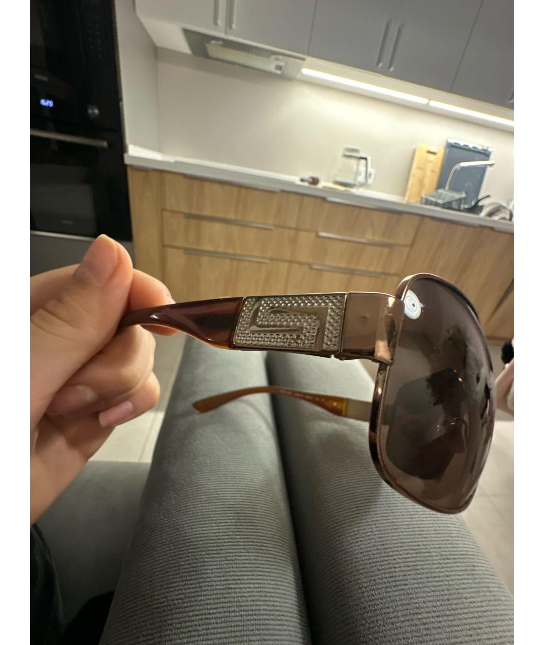 VERSACE Коричневые пластиковые солнцезащитные очки, фото 3