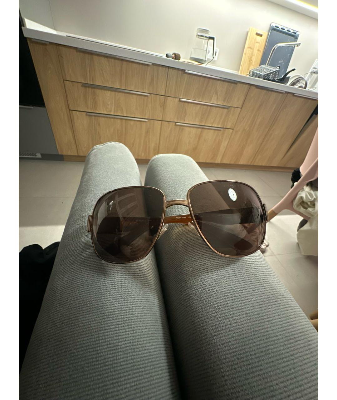 VERSACE Коричневые пластиковые солнцезащитные очки, фото 2