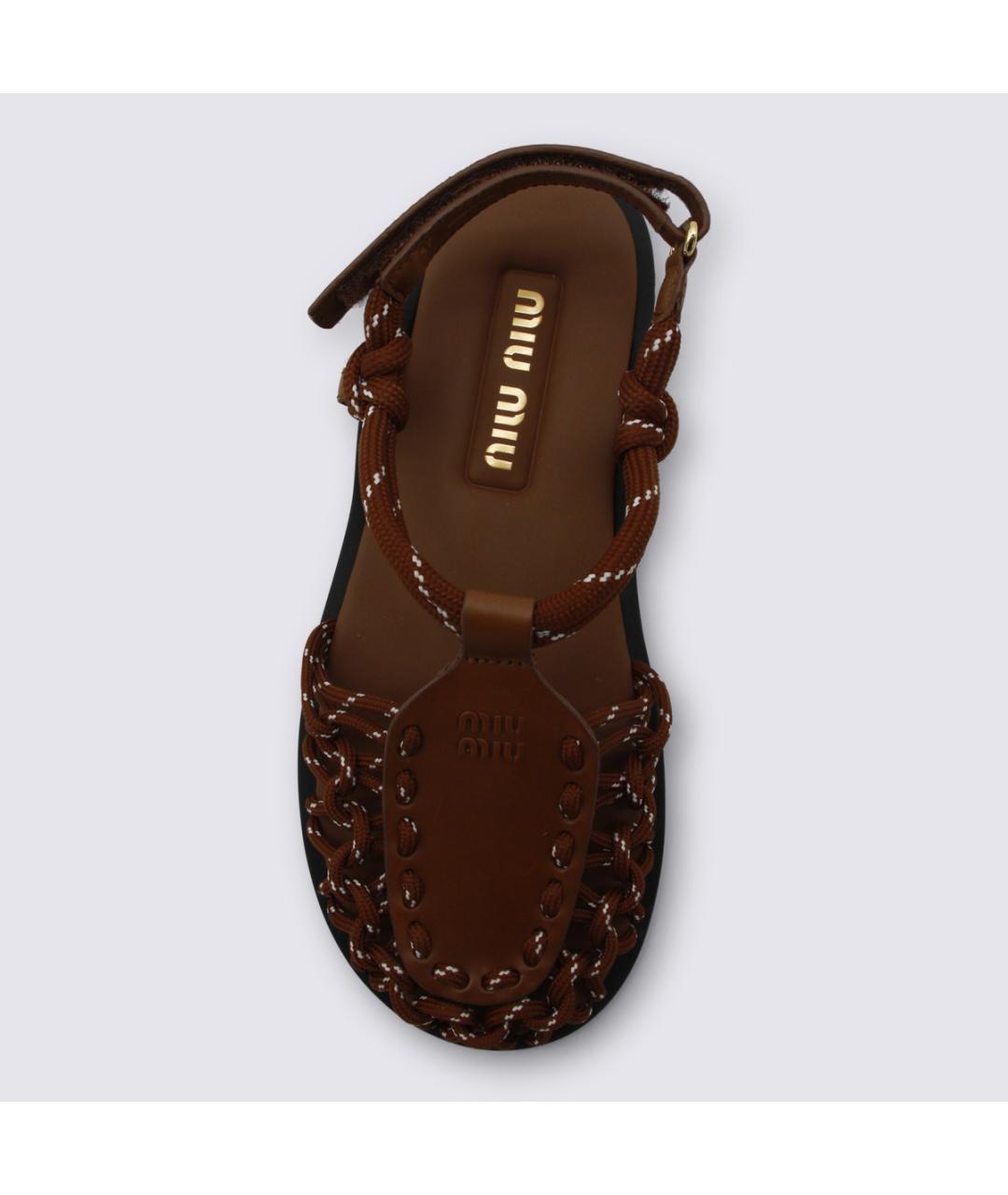 MIU MIU Коричневые кожаные босоножки, фото 4