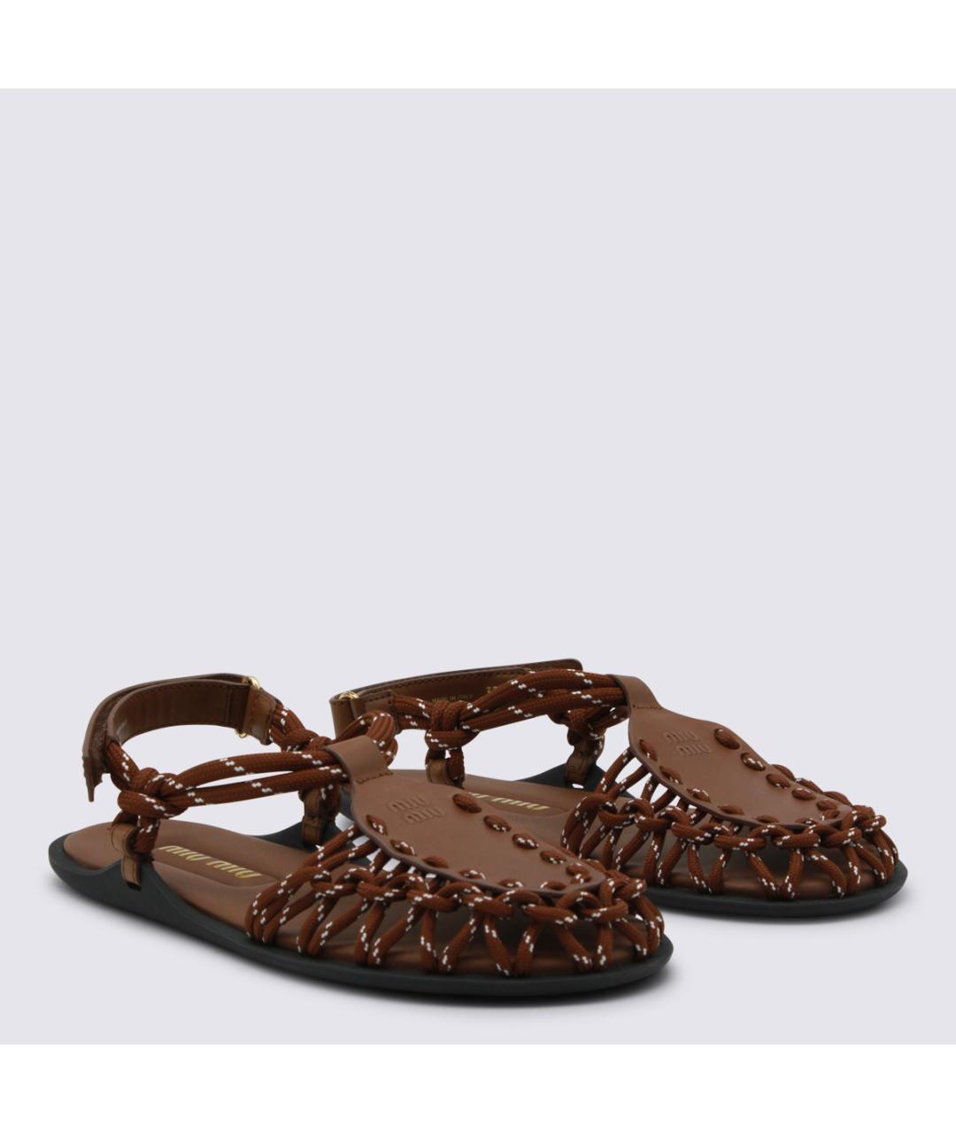 MIU MIU Коричневые кожаные босоножки, фото 2