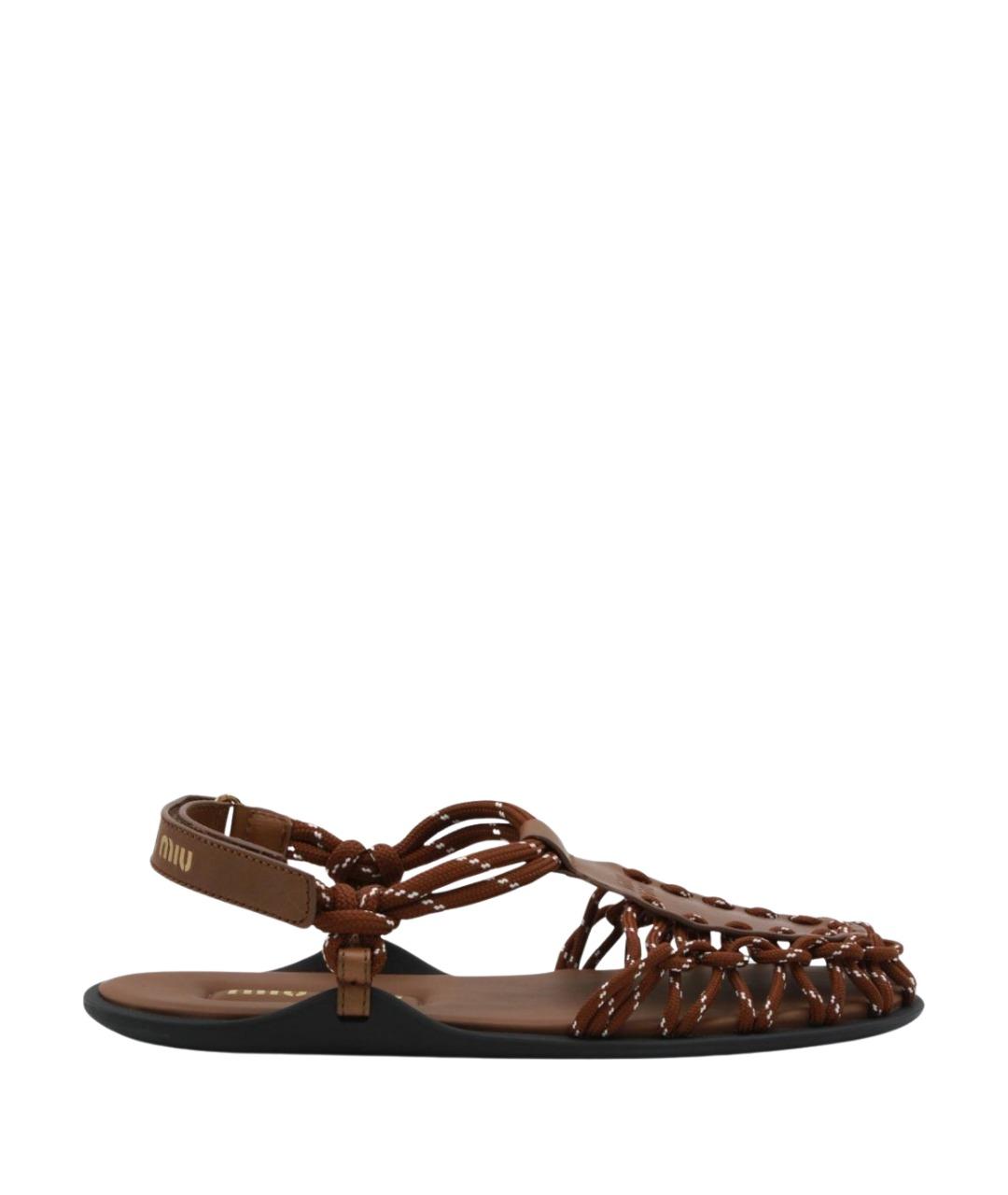 MIU MIU Коричневые кожаные босоножки, фото 1