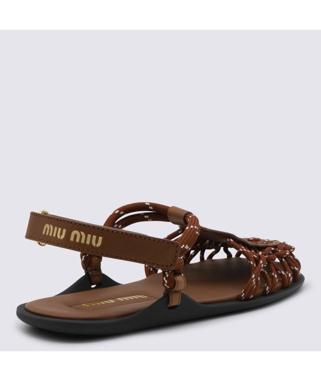 MIU MIU Коричневые кожаные босоножки, фото 3