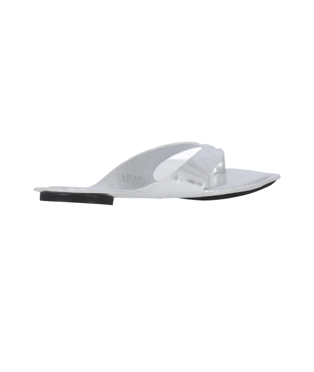 MM6 MAISON MARGIELA Серебряные кожаные сандалии, фото 4