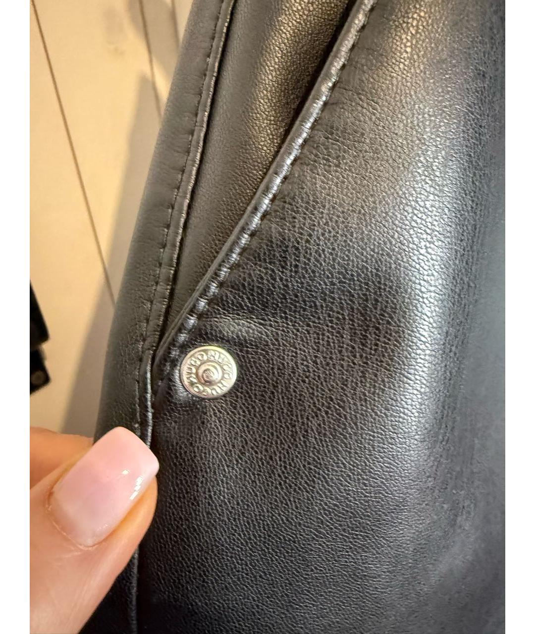 HUGO Черные полиуретановые брюки широкие, фото 6