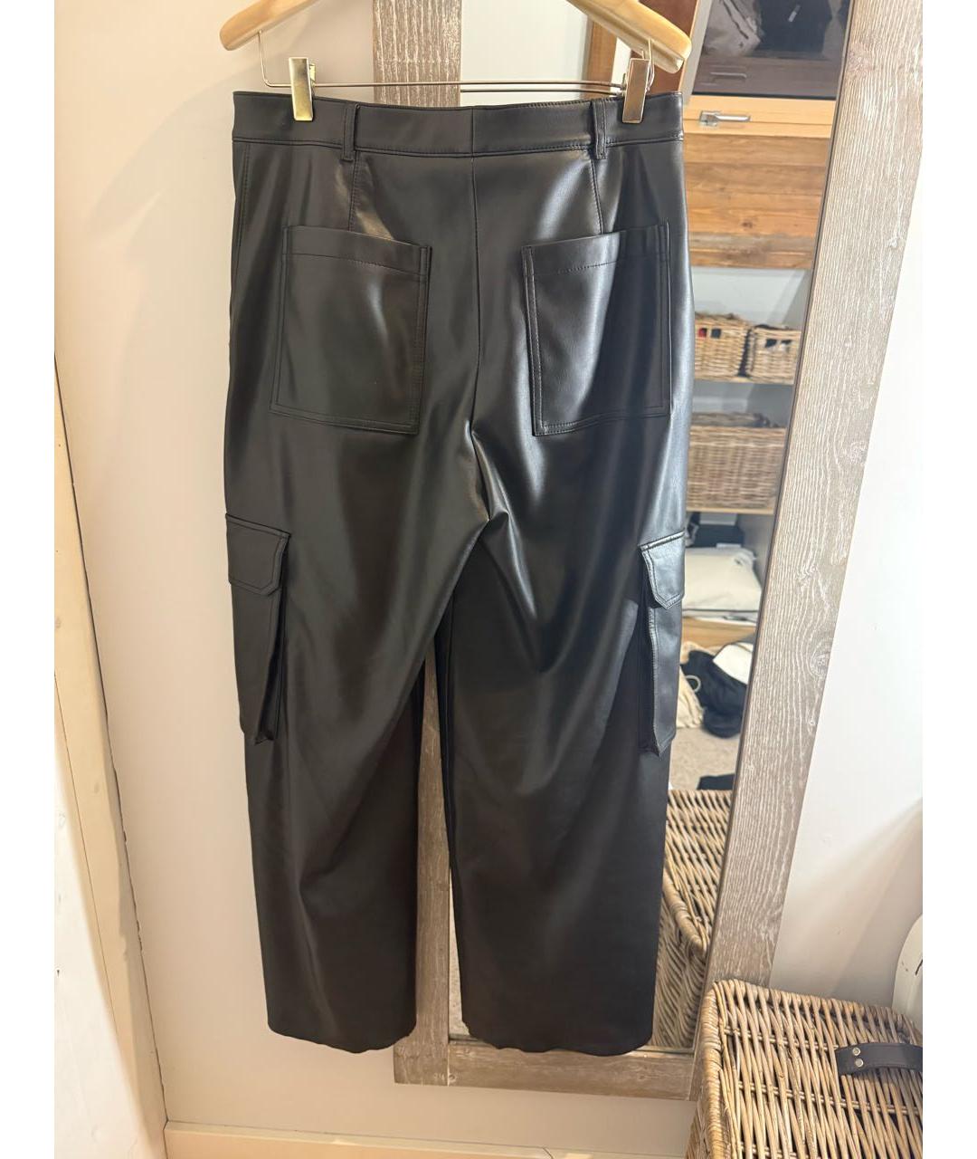 HUGO Черные полиуретановые брюки широкие, фото 2