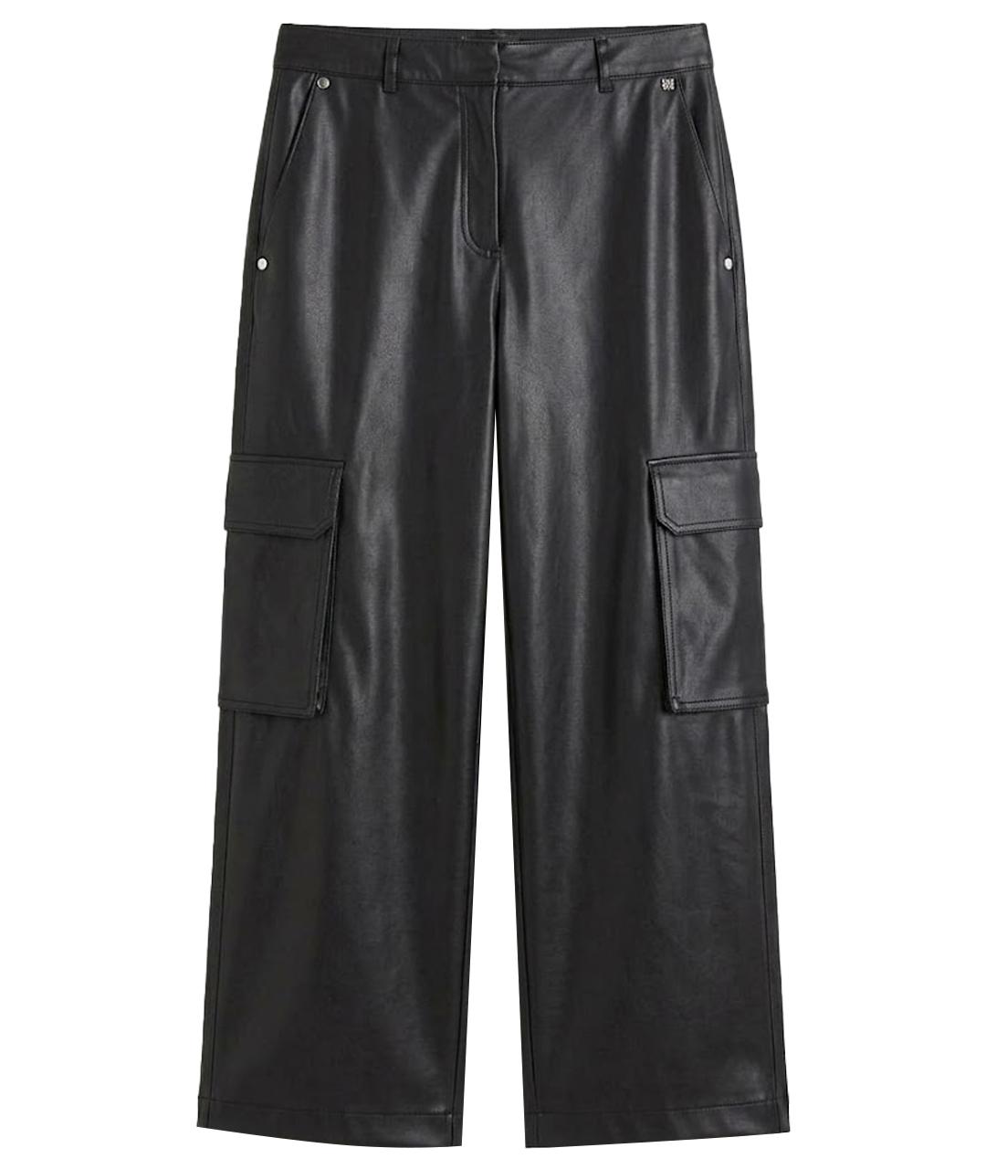 HUGO Черные полиуретановые брюки широкие, фото 1