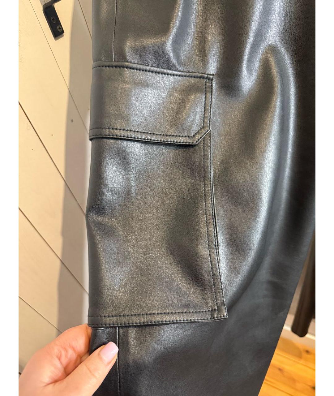 HUGO Черные полиуретановые брюки широкие, фото 5