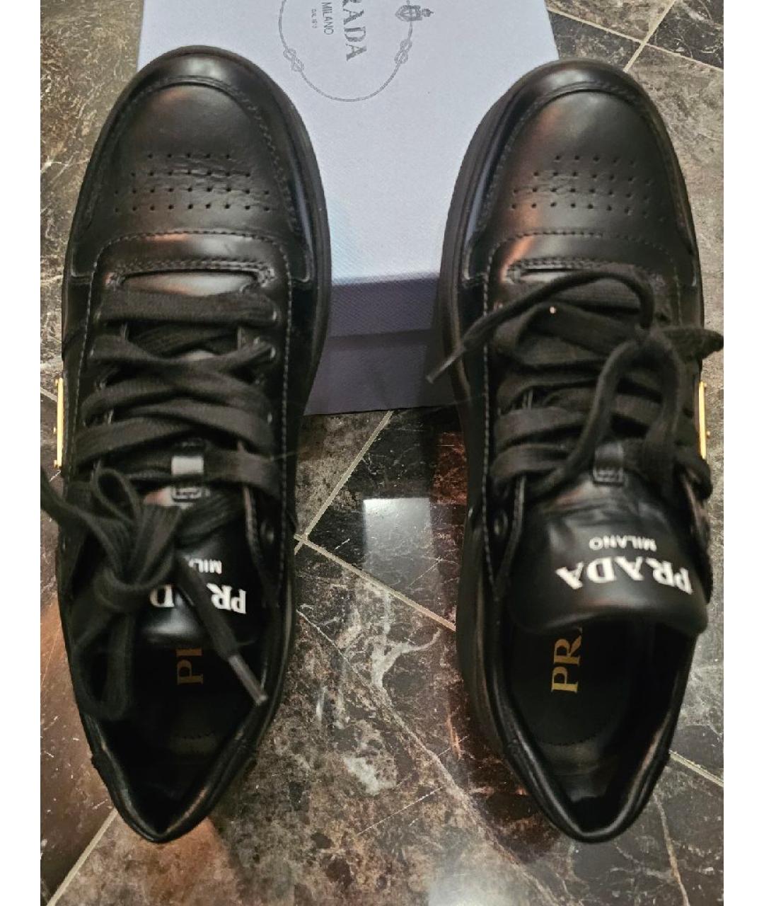 PRADA Черные кожаные кроссовки, фото 3