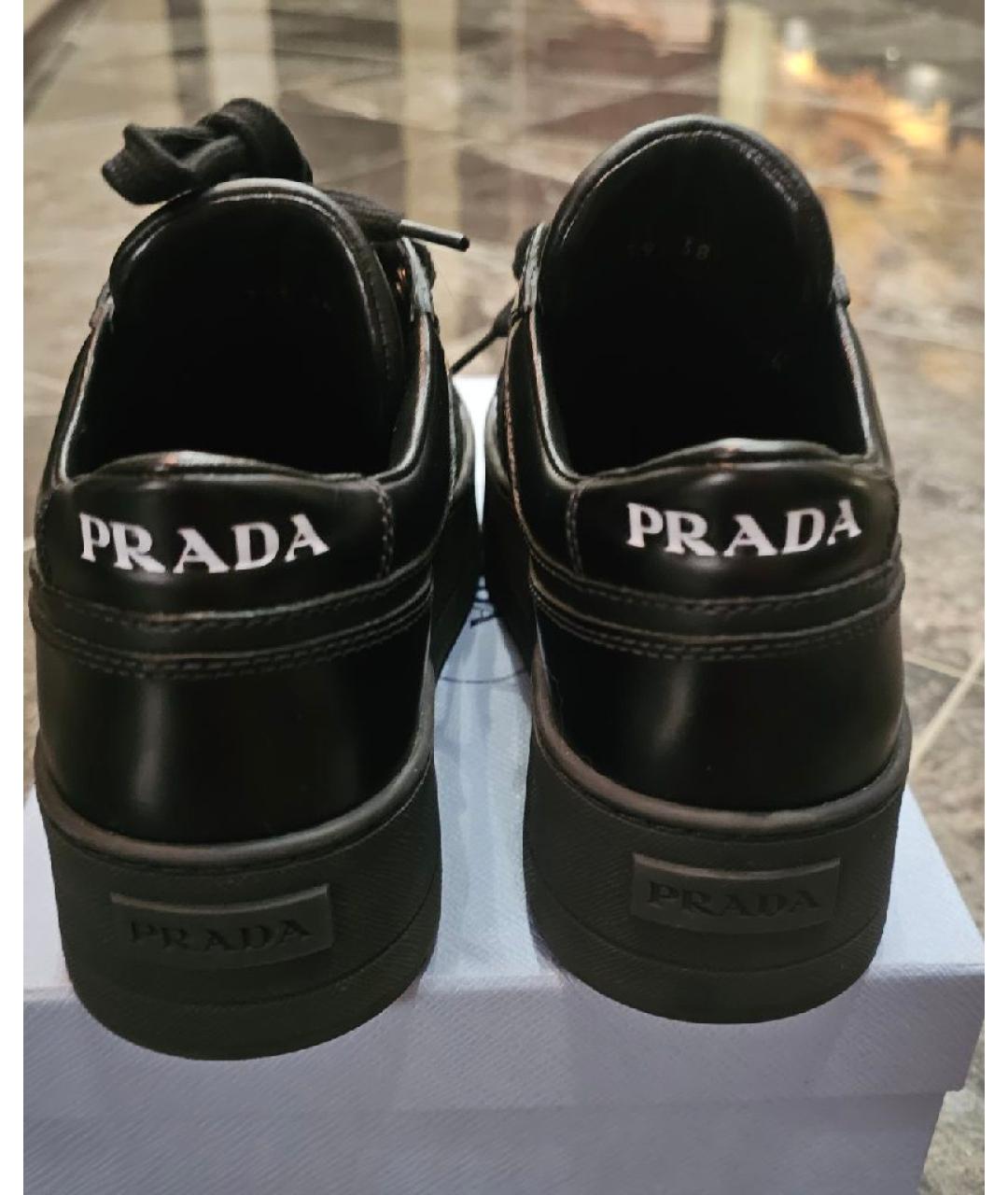 PRADA Черные кожаные кроссовки, фото 4