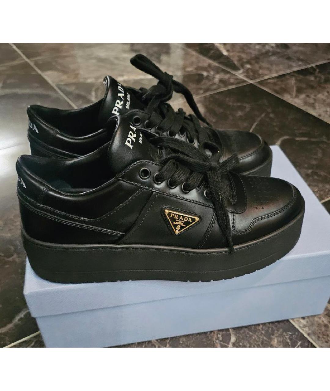 PRADA Черные кожаные кроссовки, фото 6
