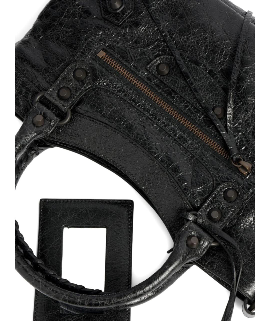 BALENCIAGA Черная кожаная сумка тоут, фото 4