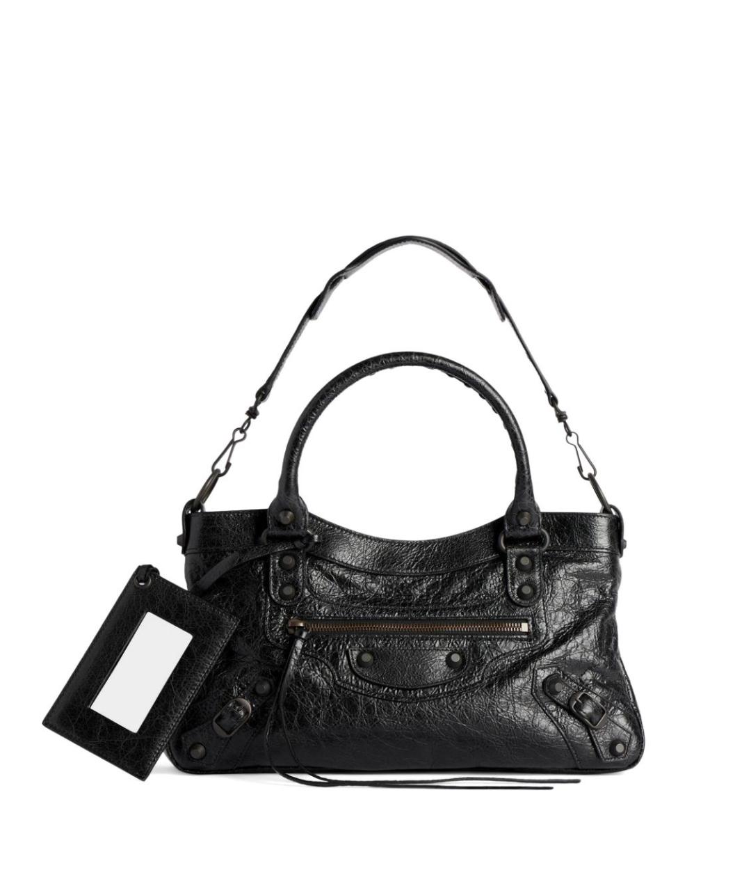 BALENCIAGA Черная кожаная сумка тоут, фото 1