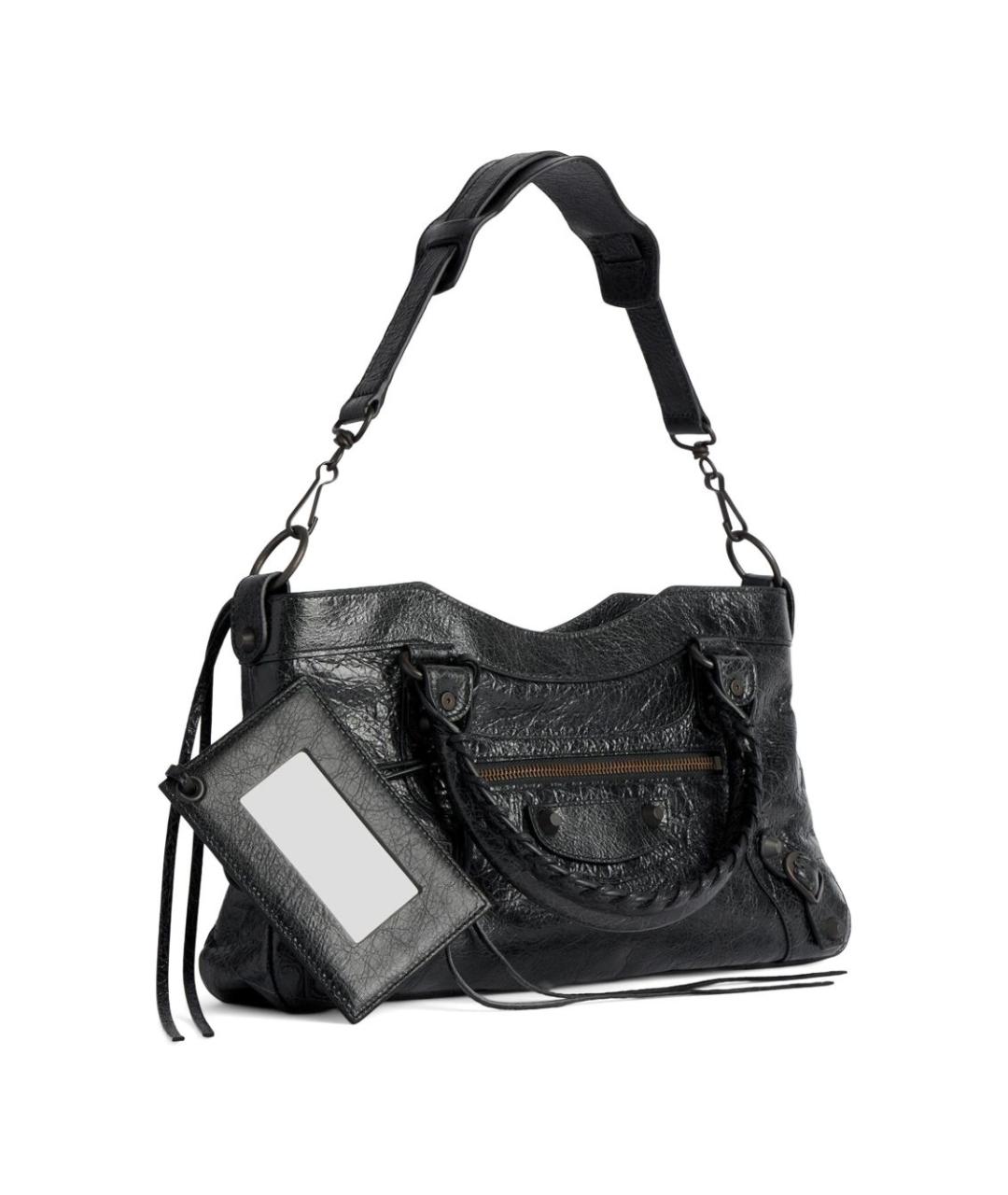 BALENCIAGA Черная кожаная сумка тоут, фото 5