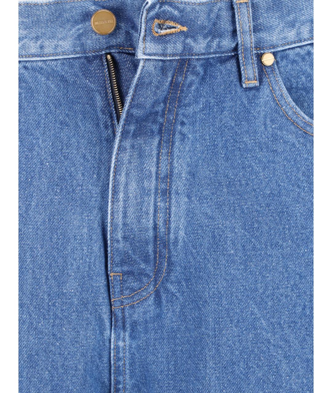 JIL SANDER Синие хлопковые прямые джинсы, фото 4