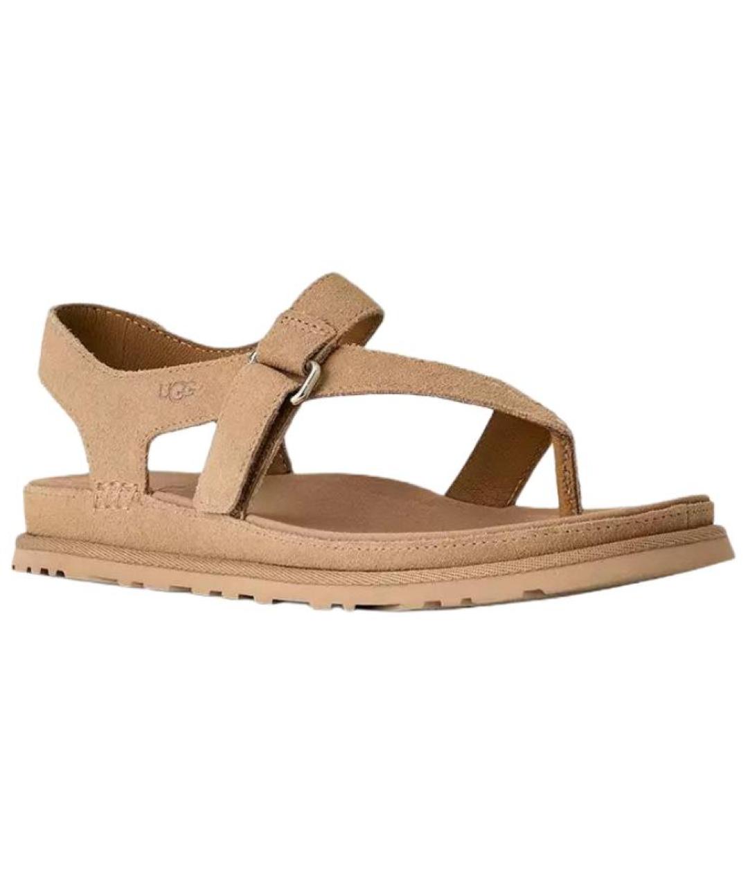 UGG AUSTRALIA Бежевые замшевые сандалии, фото 4