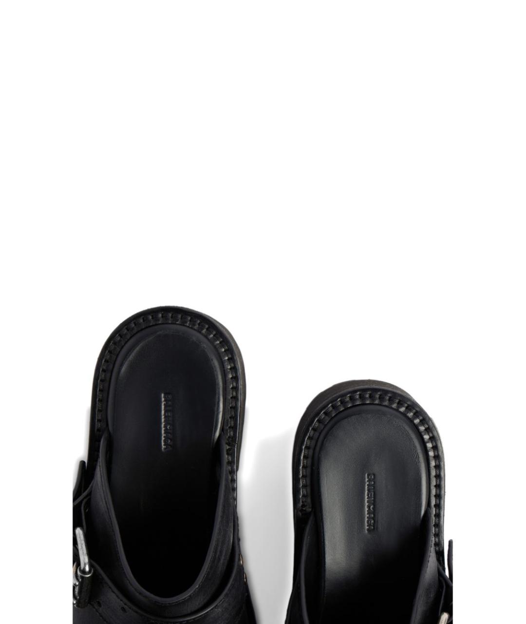 BALENCIAGA Черные кожаные шлепанцы, фото 2
