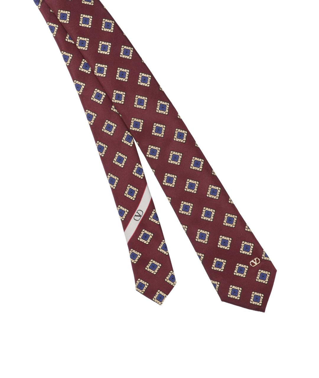 VALENTINO Бордовый шелковый галстук, фото 3