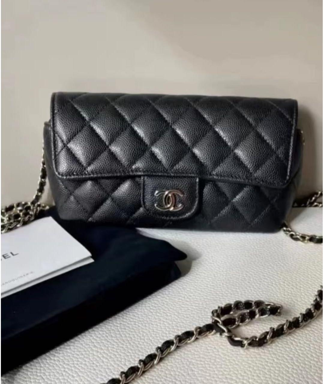 CHANEL Черная кожаная сумка через плечо, фото 6