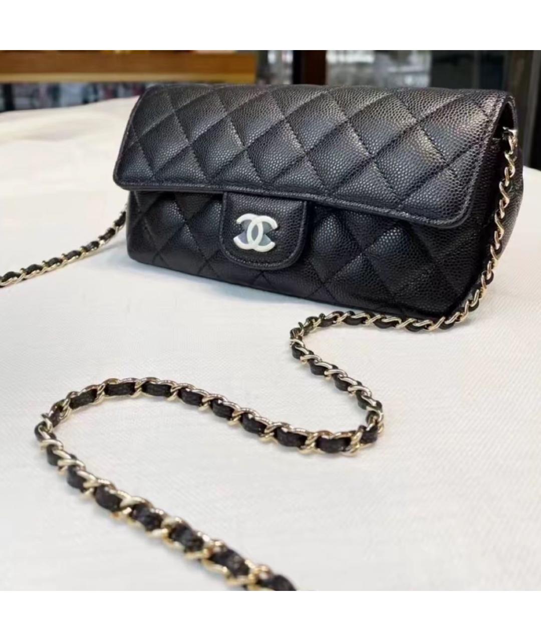 CHANEL Черная кожаная сумка через плечо, фото 4