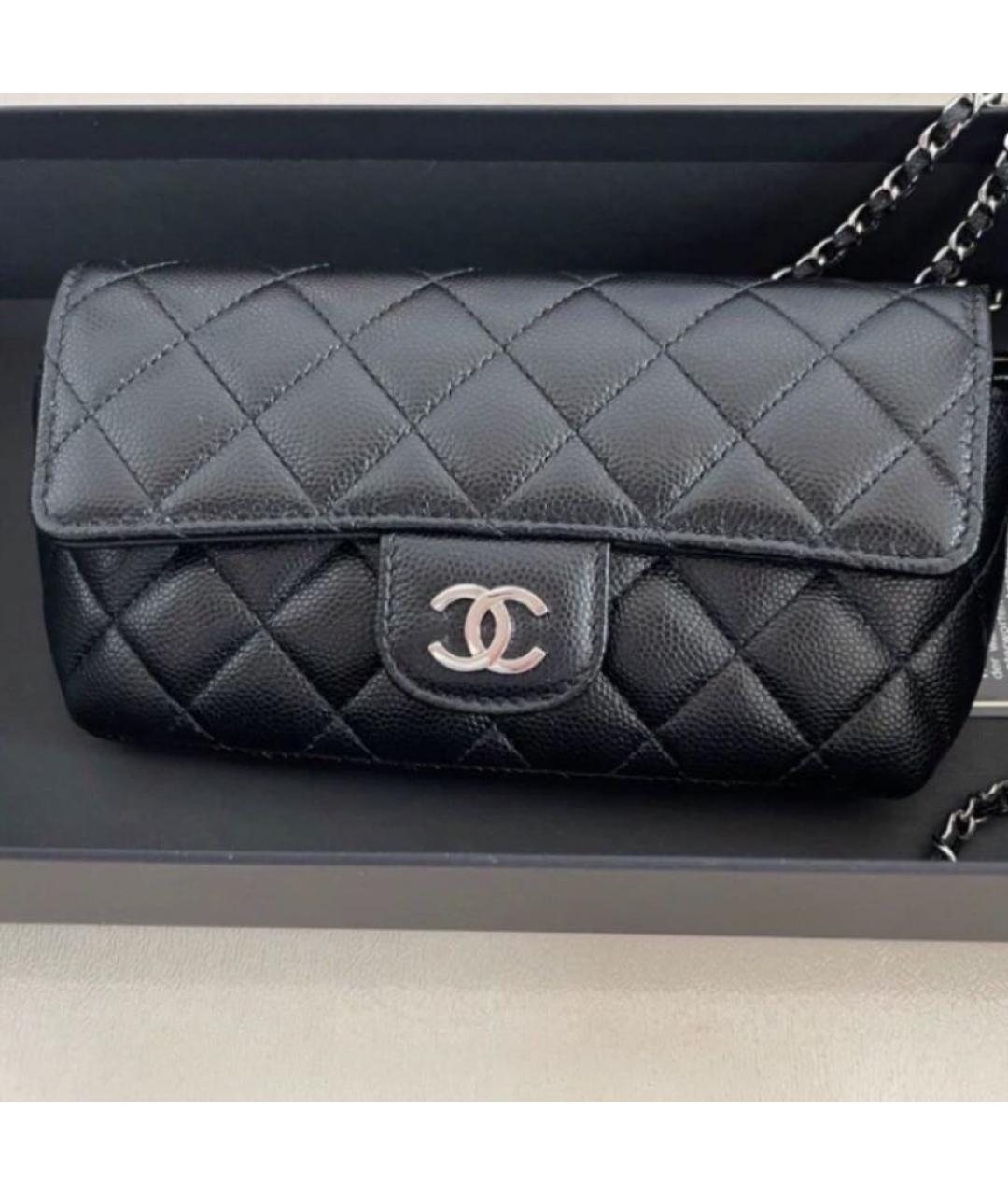 CHANEL Черная кожаная сумка через плечо, фото 5