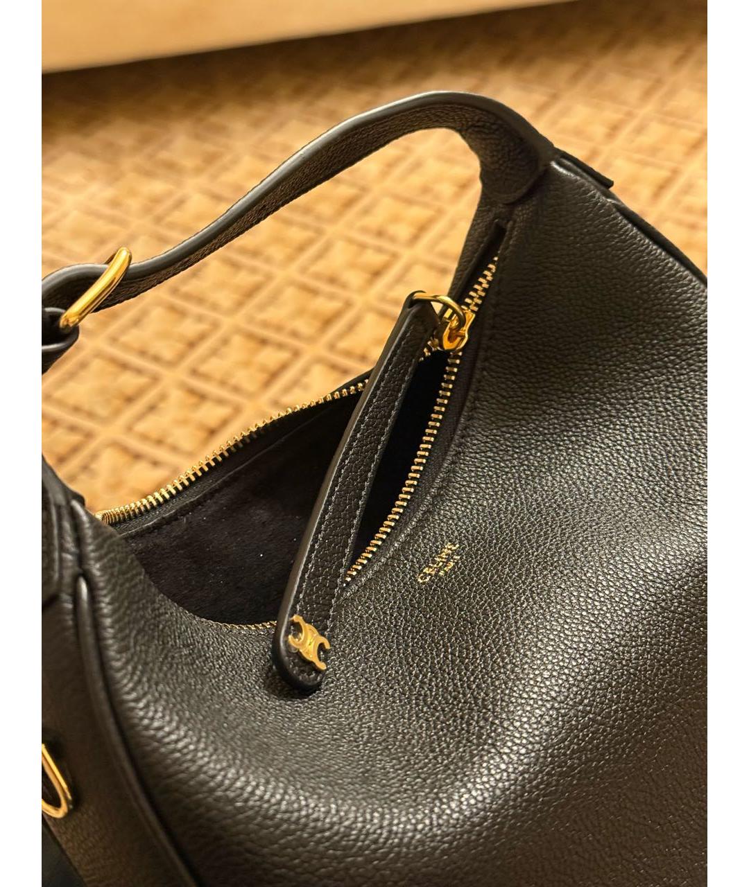 CELINE Черная кожаная сумка с короткими ручками, фото 4
