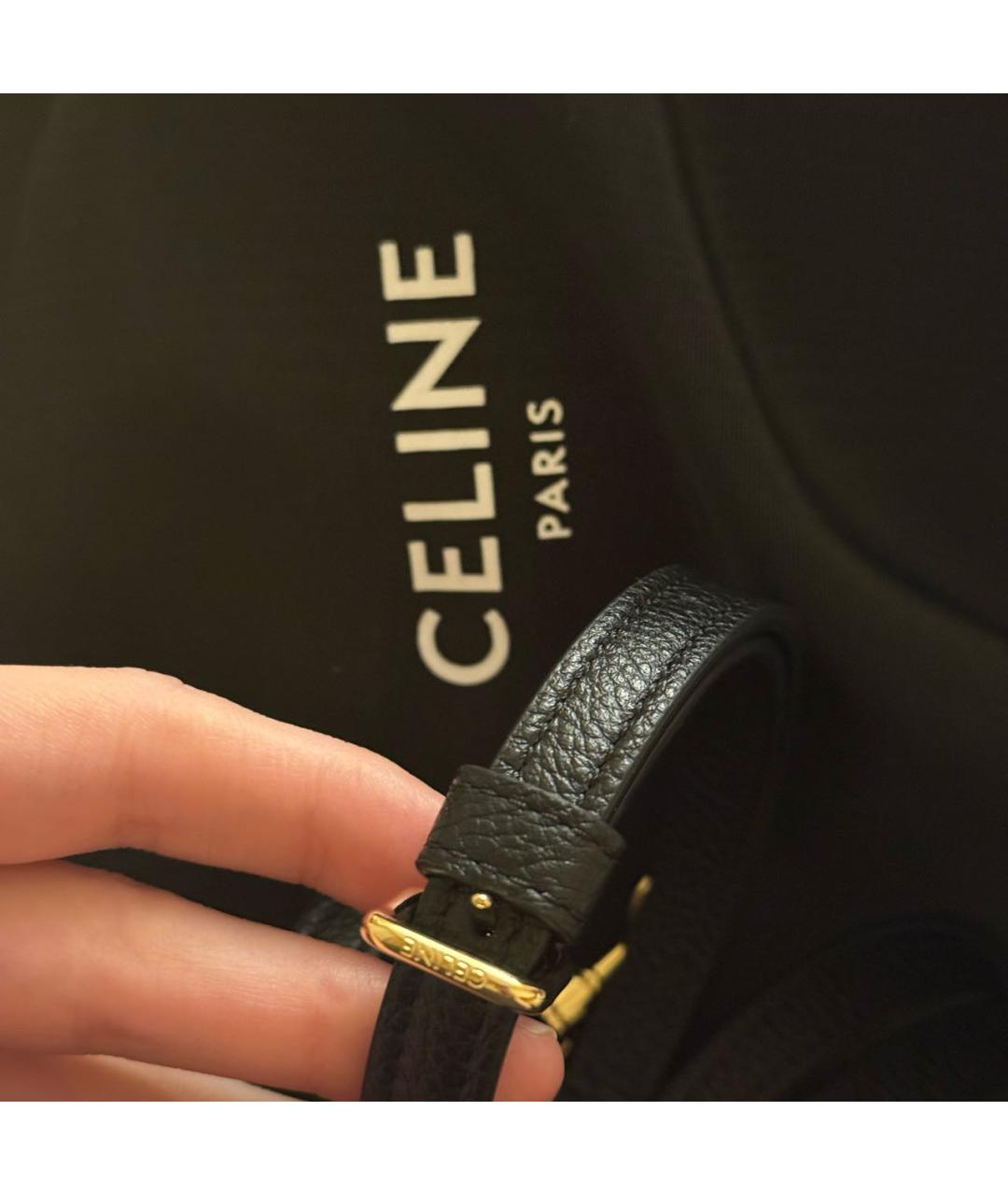 CELINE Черная кожаная сумка с короткими ручками, фото 6