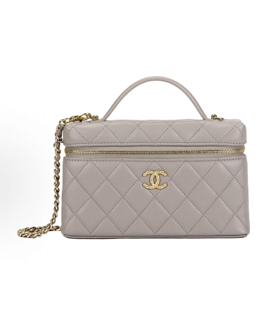 CHANEL Серая кожаная сумка с короткими ручками, фото 9