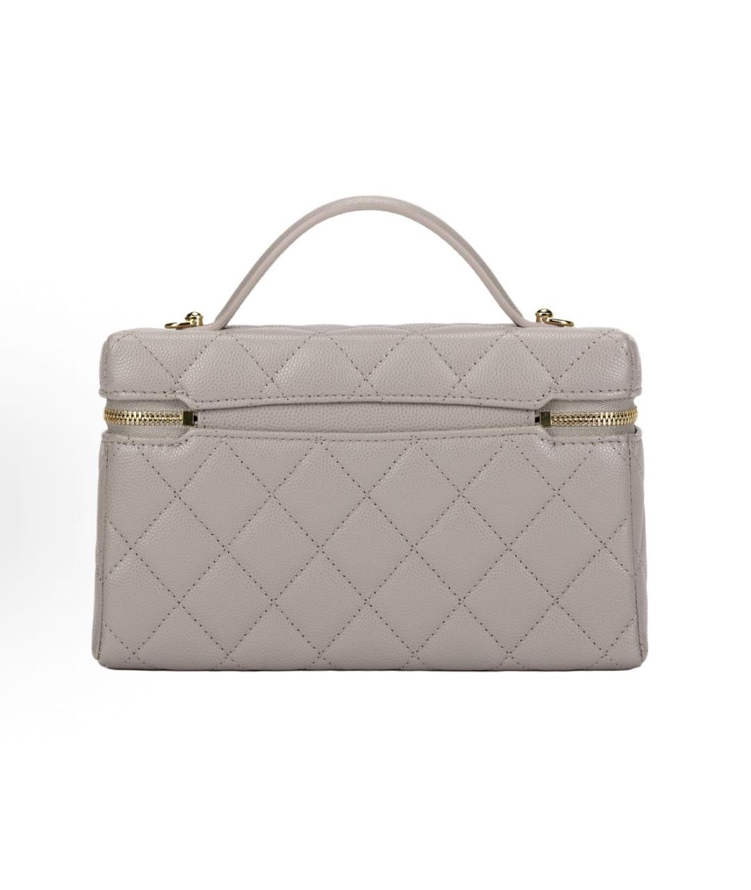 CHANEL Серая кожаная сумка с короткими ручками, фото 3