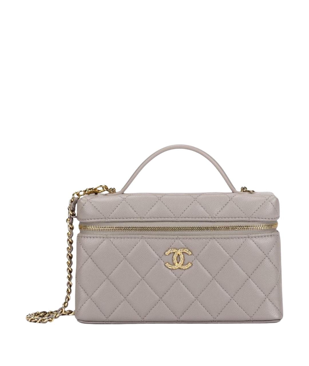 CHANEL Серая кожаная сумка с короткими ручками, фото 1