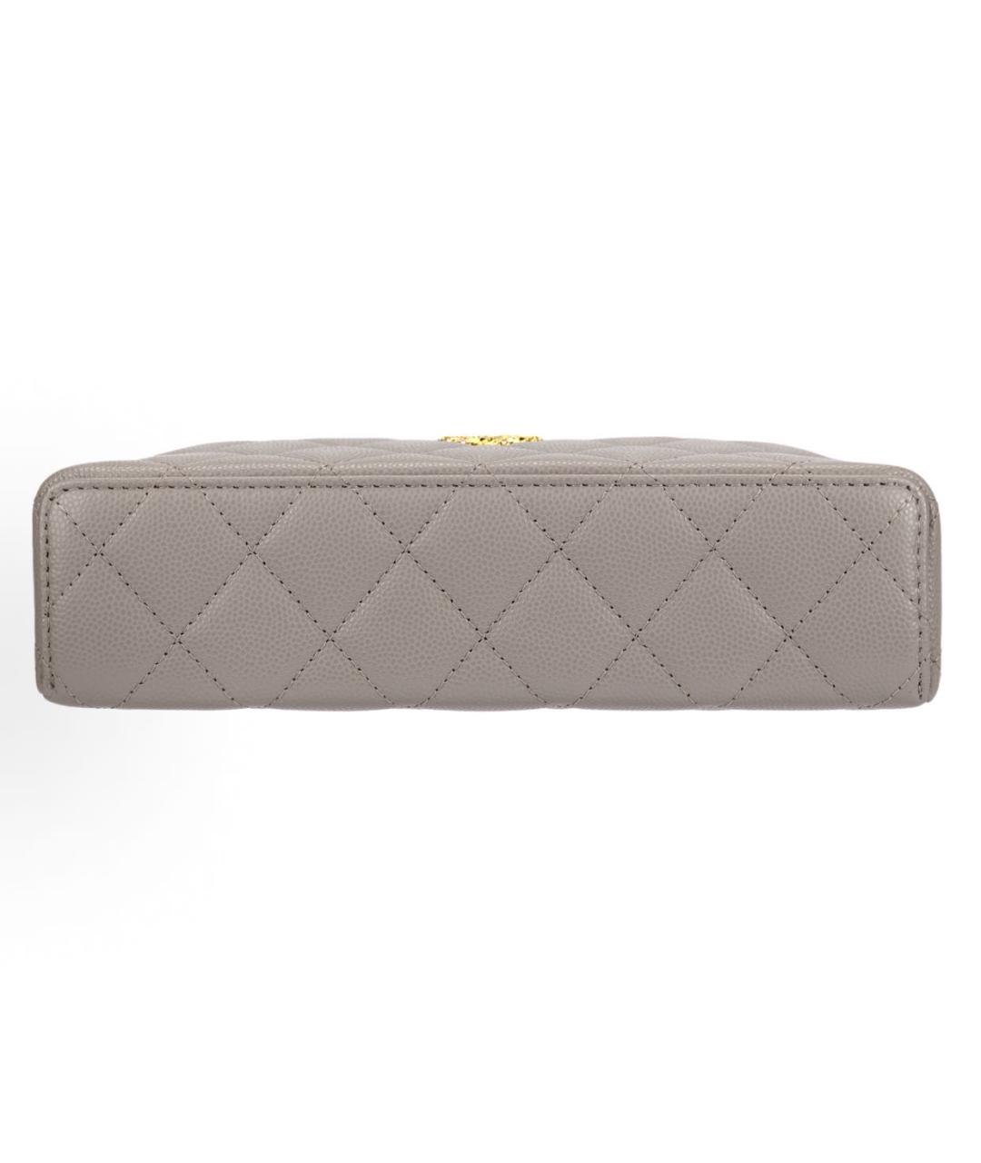 CHANEL Серая кожаная сумка с короткими ручками, фото 4