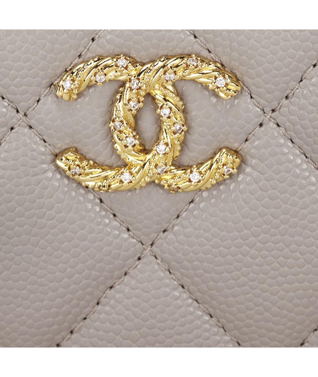 CHANEL Серая кожаная сумка с короткими ручками, фото 5