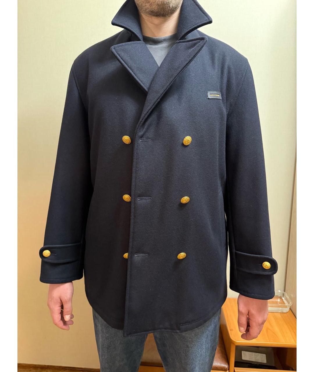 PAUL & SHARK Темно-синее шерстяное пальто, фото 8