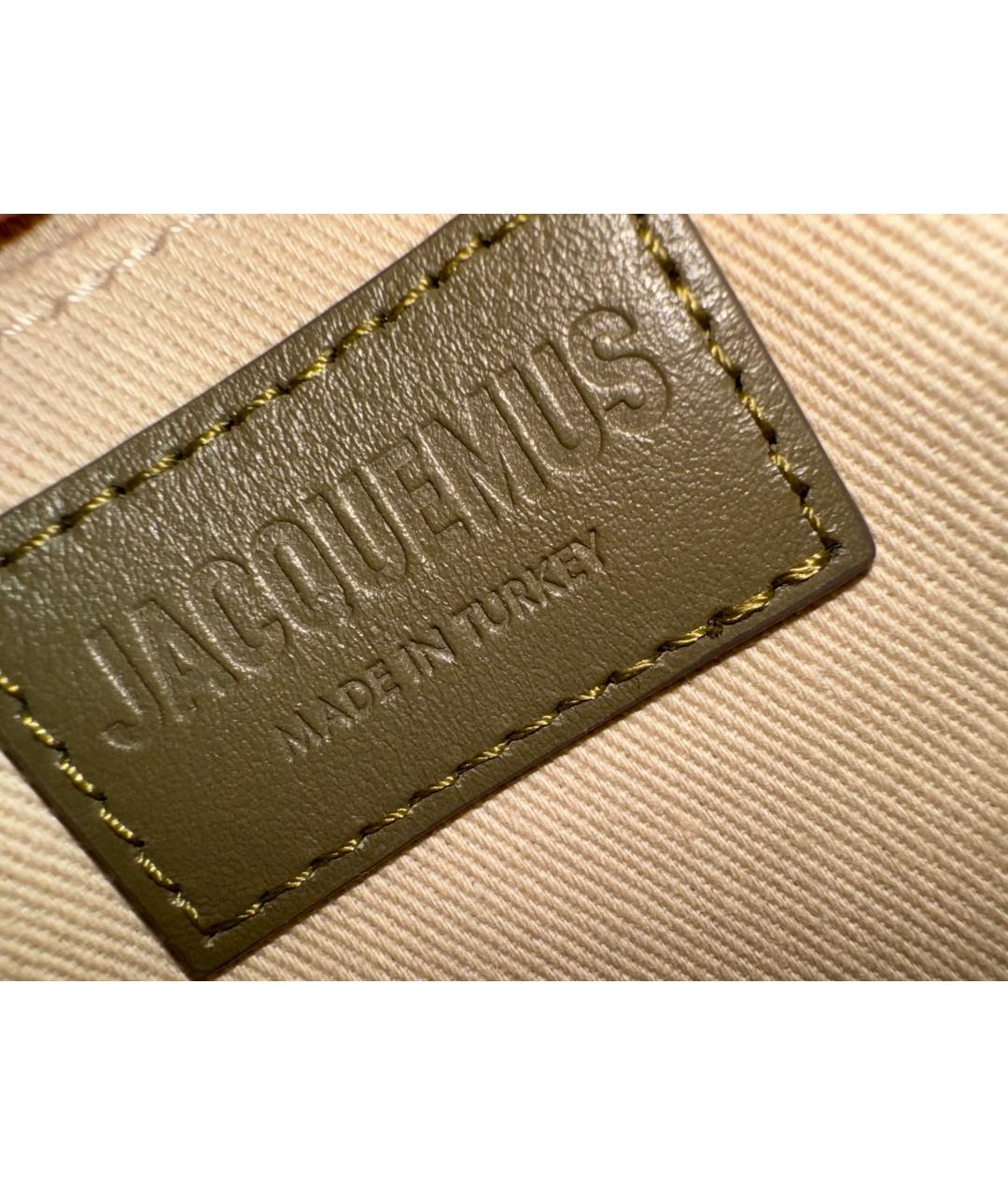 JACQUEMUS Хаки кожаная сумка на плечо, фото 5